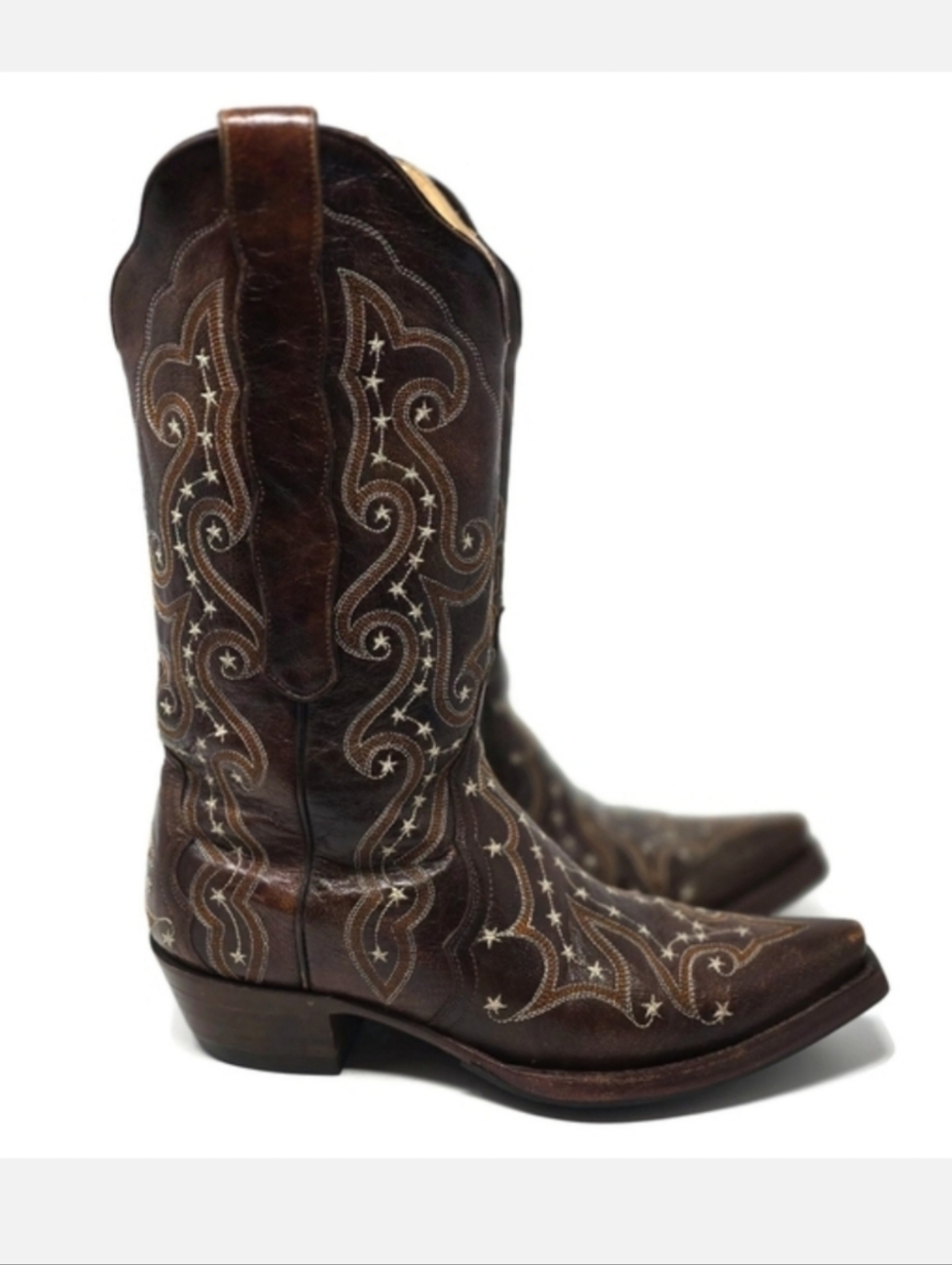 Old Gringo Celeste Embroidered Stars Cowboy Western Boots Dark Brown 7